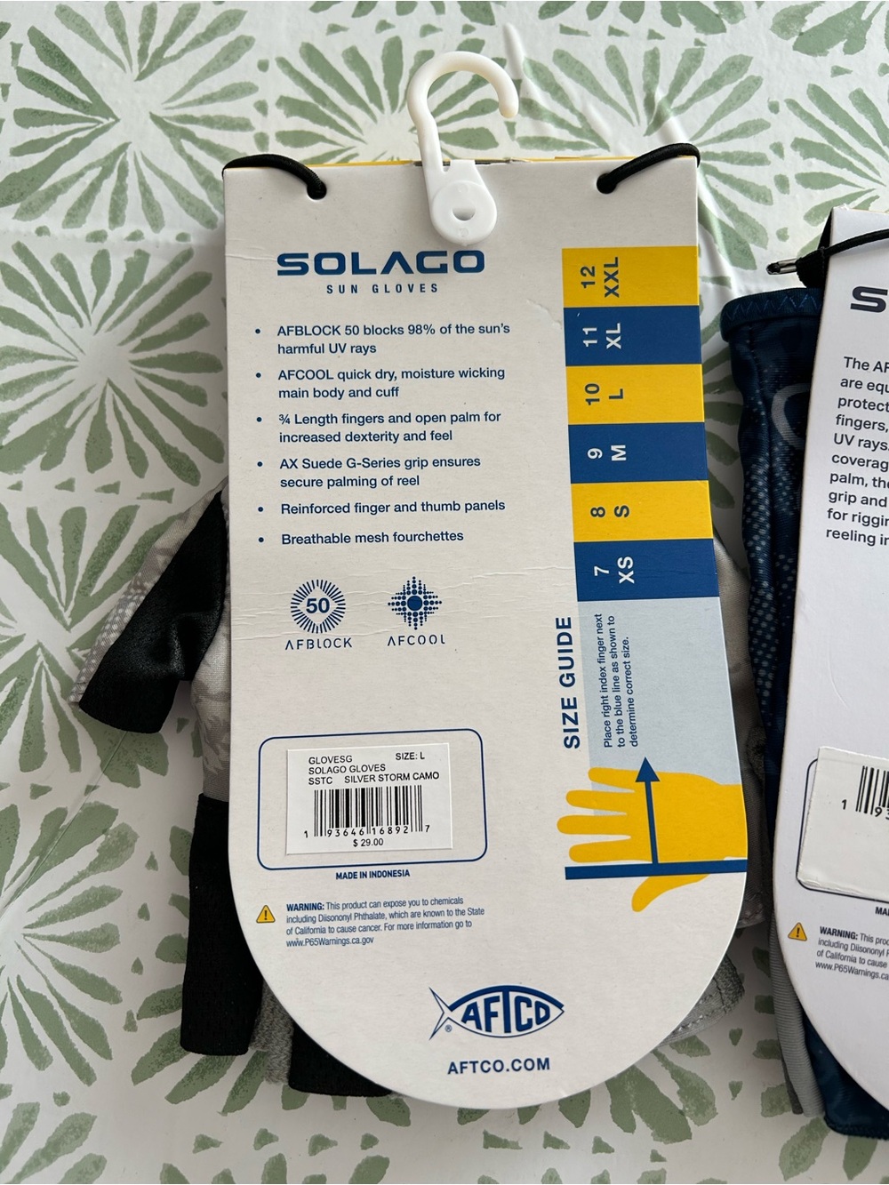 AFTCO Fingerless Sun Gloves in Navy and Gray set of 2 Solblok and Solago - Picture 9 of 9